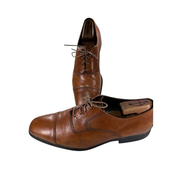 Cole Haan Mens Size 10.5 M Brown Leather Cap Toe Tie Derby Dress Shoes - Picture 1 of 9
